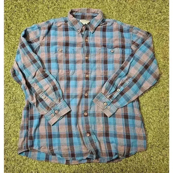 Duluth Trading Shirt Adult Large Blue Plaid Heavy Cotton - Picture 1 of 6